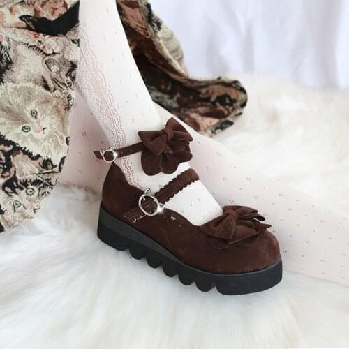 Japanese leather shoes women Flat platform shoes Lolita shoes cute student daily bowknot leather shoes round head women shoes