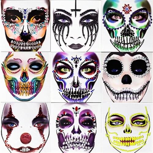 Pumpkin Makeup Inspired Face Jewelry Sticker Body Paint Decor for Halloween Present Holiday Fake Tattoo Wholesale