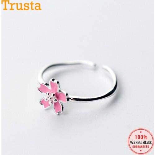 Trustdavis Genuine 925 Sterling Silver Fashion Romantic Love Flower Cocktail Ring For Vogue Women Party S925 Ring Jewelry DS202