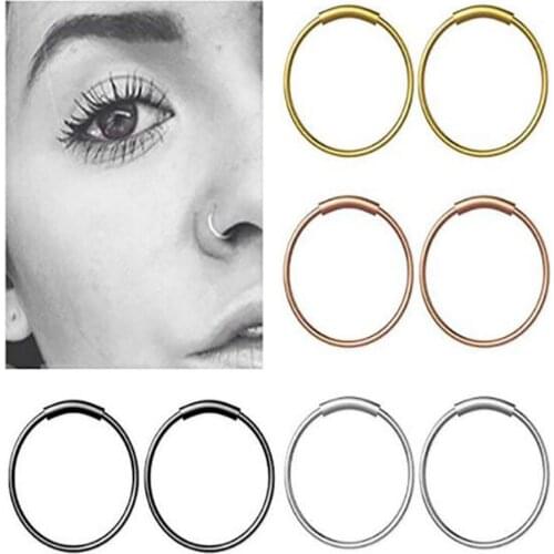 1pcs 22g Steel Hinged Clicker Seamless Piercing Nose Ring Hoop Lip Ear Ring-6/8/10mm Body Jewelry Piercing Clip Gift