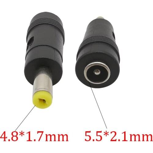 10Pcs/Lot DC Charging Socket Plug Connector 4.8x1.7mm Male to 5.5x2.1mm Female DC Jack Power Electrical Conversion Head Adapter
