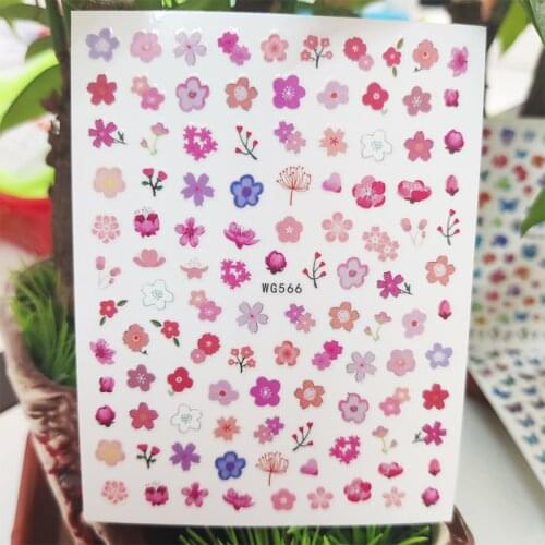 3D Stickers for Nails Pink Flowers Cherry Blossoms Design Nails Art Decoration Manicure Stickers Sliders Nail Foil Accessories