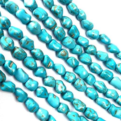 9x13 14x18mm Natural Blue Turquoises Irregular Stone Loose Beads for Making DIY Jewelry Necklace Bracelet Accessories