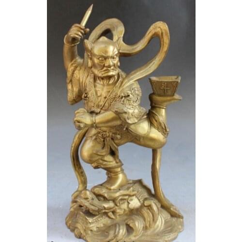Bi001417 China Buddhism Bronze BiXie Protection Zhong Kui Buddha ChungKuel Unicorn Statue