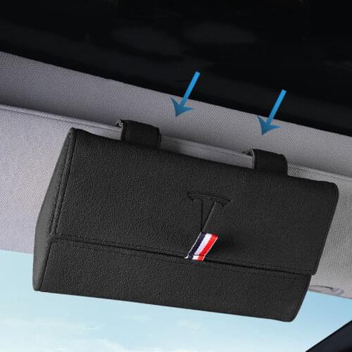 For Tesla Model-3 Model-Y Car Borne Sunshade Glasses Case Dust-proof Anti-scraping Interior Accessories