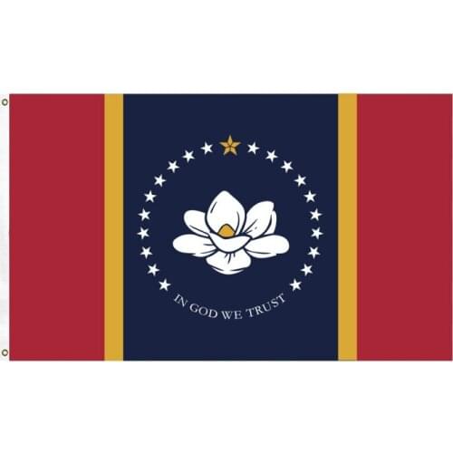 New Mississippi State Flag 3x5ft Flag Fading Resistance We Believe In God Flag 68D Polyester Fabric Brass Washer