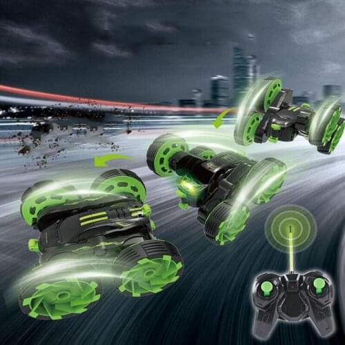 Remote Control Toy Large Fancy Stunt Double Dump Truck Six-Way Wireless Remote Control Deformation Double-Sided Car Boy Toy