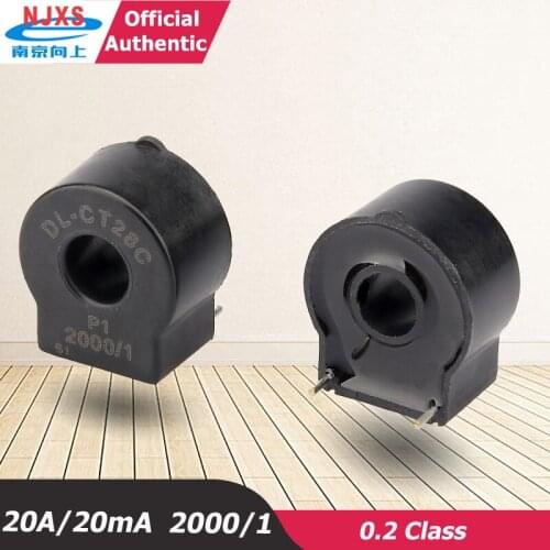 Mini Horizontal Current Transformer Sensor DL-CT28C 20A/10mA 2000/1 small toroidal transformer core pcb mount pin type