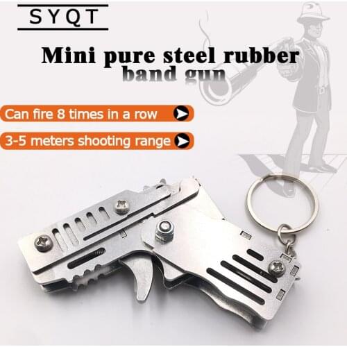 MINI Rubber Band Gun Foldable High Quality Stainless Steel Mini Rubber Band Gun Child Gift Toy Continuous Hair Toy Pistol