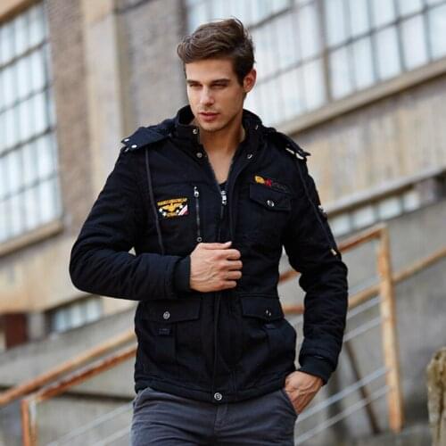 Military Style Mens Clothing Winter Fashion Casual Cotton Padded Jacket Plus Velvet Thicken Warm Cotton Coats Male Windbreaker