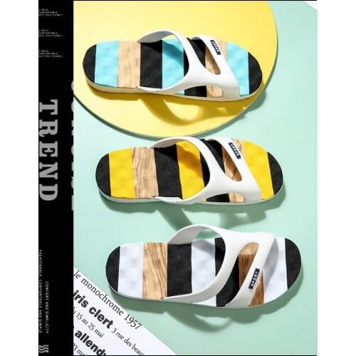 Slippers mens summer indoor outdoor student stripe sandals home leisure beach mens slippers sandals