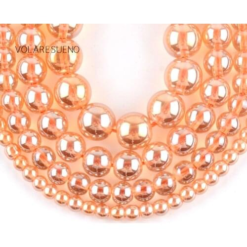 Natural champagne golds AB Glass Cryatal Round Loose Beads For Jewelry Making 4-12mm Spacer Beads Fit Diy Bracelet Accessory 15