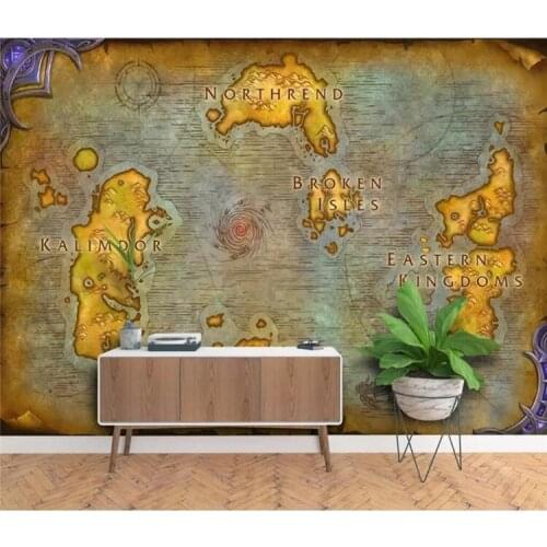 Custom wallpaper 3d mural European ancient map online game World of Warcraft map background wall paper Papel de parede
