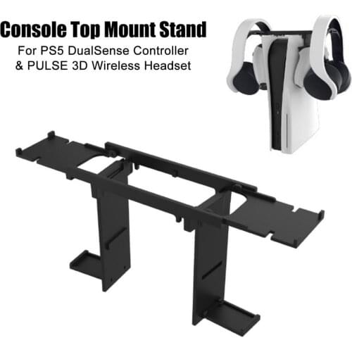 Game Console Top Mount Stand For PS5 Controller / PULSE 3D Wireless Headset, Durable ABS Bracket Headphone Holder Gamepad Rack