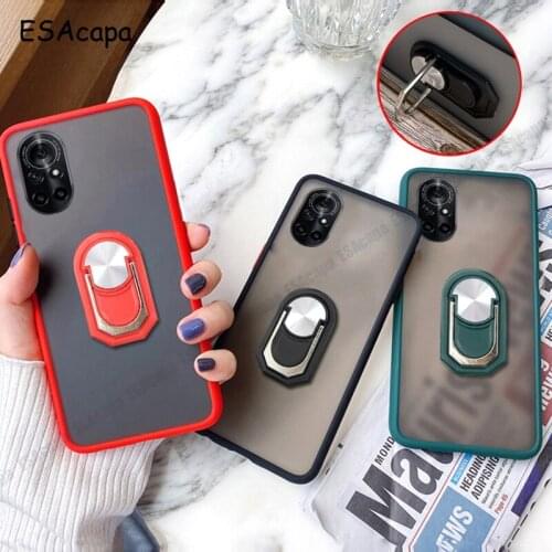 Translucent Matte Shockproof Phone Case For Huawei Nova 8 Pro 8 SE Ring Stand Holder Silicone Cover For Huawei Nova 7 Pro 7 SE