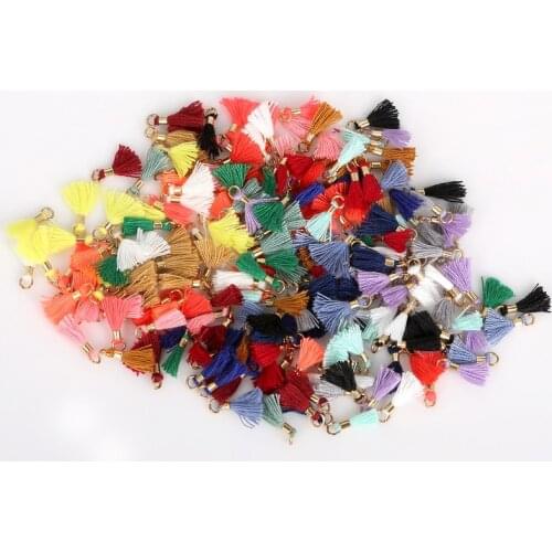 50pcs/lot Mixed-color Cotton Tassels Earrings Silk Satin Tassel Charms For Woman Fashion Jewelry Finding Materials 13mm long