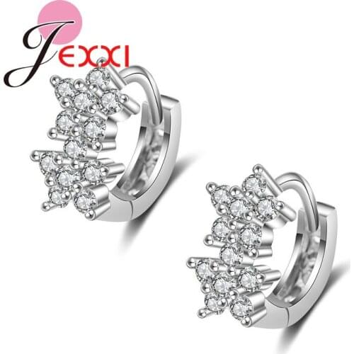 Chic Royal Elegant Double Crown Design Ear Jewelry Fashion Rhinestone Silver Hoop Piercing Earring Low Price Ear Cuff