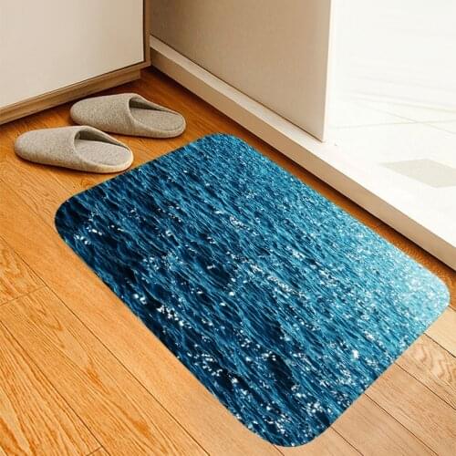 Modern Welcome Door Mat Blue Sea Printed Microfiber Home Entrance Doormat Washable Anti Slip Kitchen Bathroom Hallway Floor Mats