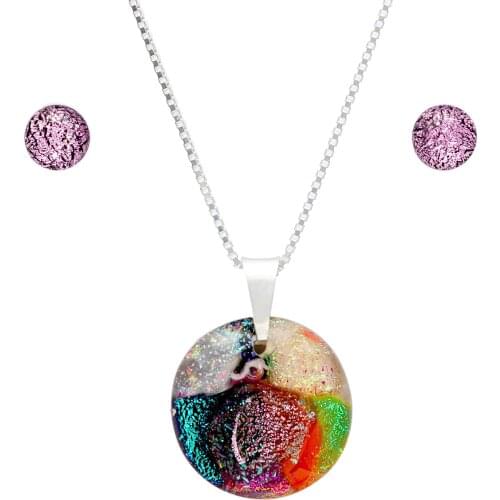 DARK DIAMOND®-Set of dichroic crystal and sterling silver 925in assorted colors. 100% handmade. Unique in Spain