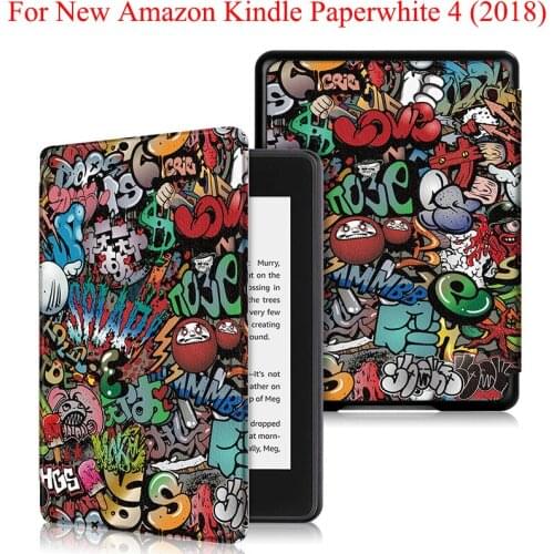 Smart Slim Magnetic E-book Folding Case For Amazon Kindle Paperwhite 2018 PU Leather Protective Cover