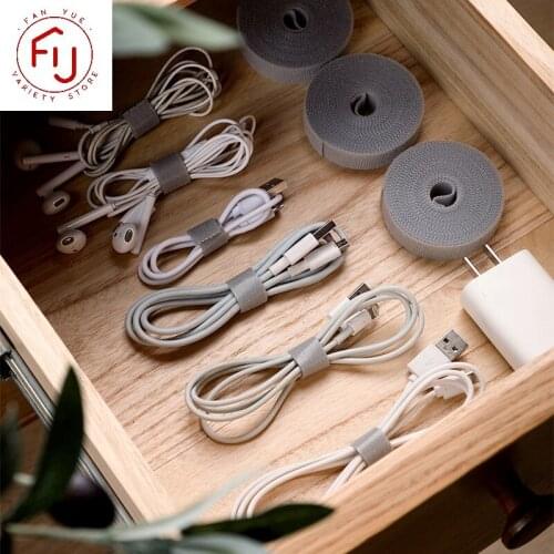 USB Cable Winder Cable Organizer Ties Mouse Wire Earphone Holder PC Cord Free Cut Cable Management Hoop Tape Protector