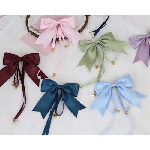 Pearl Pendant Bell Bow Hair Pin Lolita Girl Hair Accessories Hair Clip Handmade Headwear Side clip B914