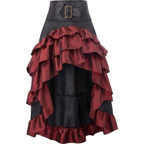 Womens Skirt Mujer Cotton Tutu Saia Longa Solid New Top 2021 Retro Irregular Ruffled High Waist Stitching Cake Skirt