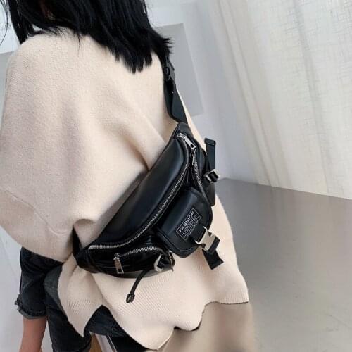 Womens Waist Pack Shoulder Bags PU Leather Ladies Chest Packs Hip Bags Crossbody Bag