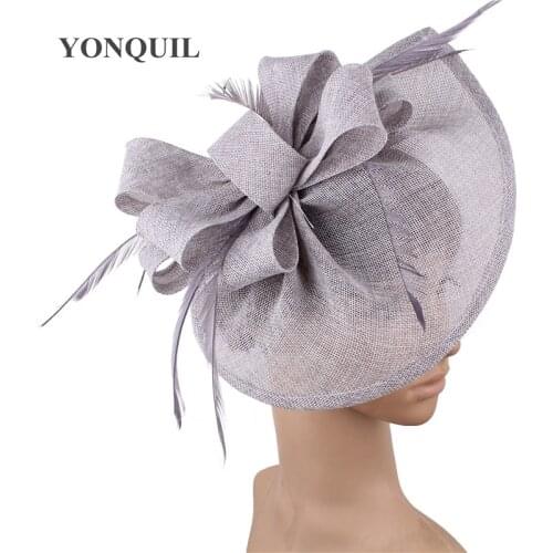 Ladies Grey/Navy/Pink Feather Fascinator Hat Vintage Fashion Women Wedding Party Elegant Fascinators Hair Accessories SYF66