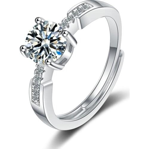 2021 Pure 925 Sterling Silver Rings for Women 4-claw cz Dating Party Daily-Life Square Simple Ring Fine Jewelry Bijoux Gifts