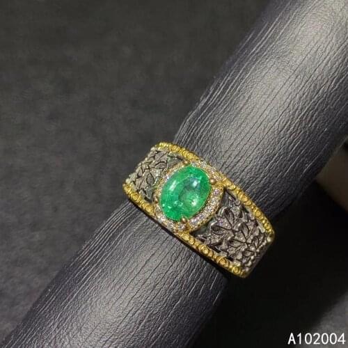 KJJEAXCMY fine jewelry 925 sterling silver inlaid natural gemstone Emerald Female new ring fashion Support test hot selling
