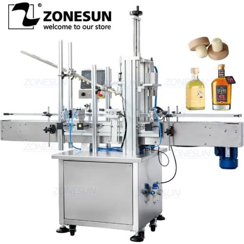 ZONESUN ZS-XG16D1 Automatic Bottle Cap Pressing Machine Wine Bottle Wooden Cork Capping Machine With Cap Feeder