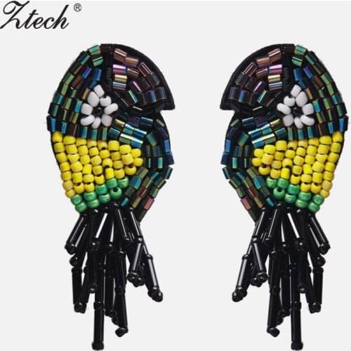 Ztech Trendy Cute Animal Parrot Bird Earrings Women Colorful Bohemia Beads Large Statement Earrings Long Drop Earrings Handmade
