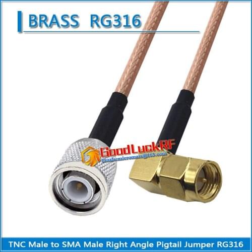 1X Pcs TNC Male To SMA Male 90 Degree Right Angle Plug Pigtail Jumper RG316 Extend Cable RF Connector TNC to SMA