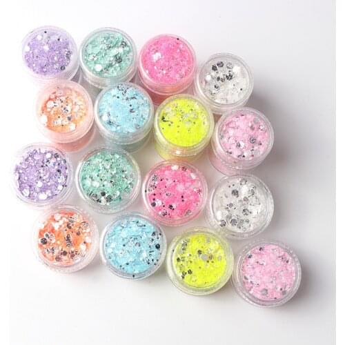 3D Mirror Silver Hexagonal Sequinsstar Glitter Nail Art Mermaid Sparkling Pigment Powder Manicure Decoration Accessories 10Ml