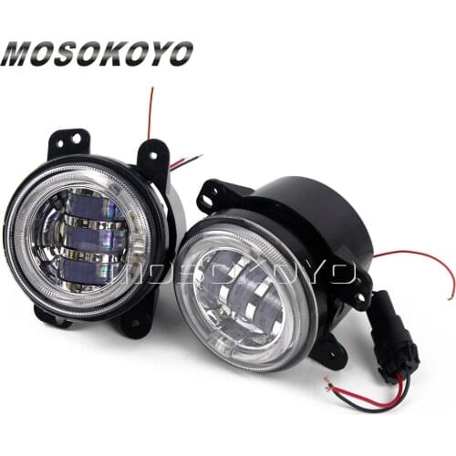 4" Round LED Fog Light For Jeep Wrangler Unlimited JK 4 Door 2007-2015 30W Halo Ring DRL Fog Lamps For Dodge Journey Chrysler