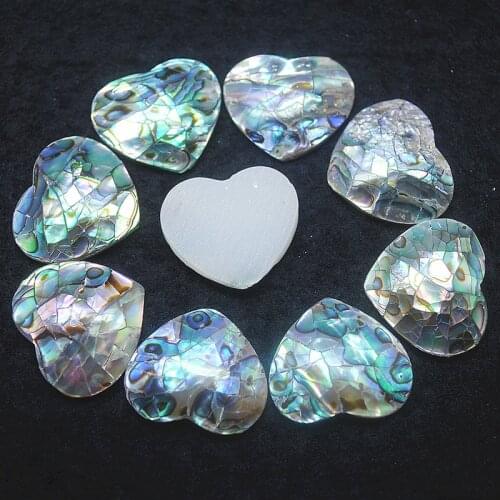 4pcs natural abalone shell cabochons heart shape 20mm mother of pearl beads cabs no hole for pendants making diy jewelry finding