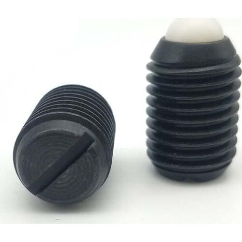 5pcs M4 nylon bead positioning screws slotted ball plunger screw one word polyacetal ball grup bolt black color 6mm-20mm long