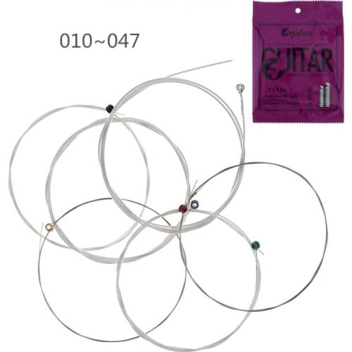 6Pcs/Set Acoustic Guitar String 010-047 Silver Plated Anti-Rust Coat Wire with Full Bright Tone & Extra Light Guitar string