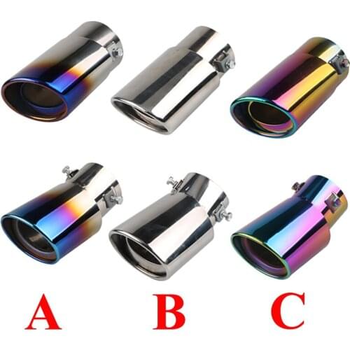 63mm Car Refitted Exhaust Tail Tip Pipe Single Outlet Throat Car Universal Stainless Steel Round Pipe Exhaust Silencer Muffler