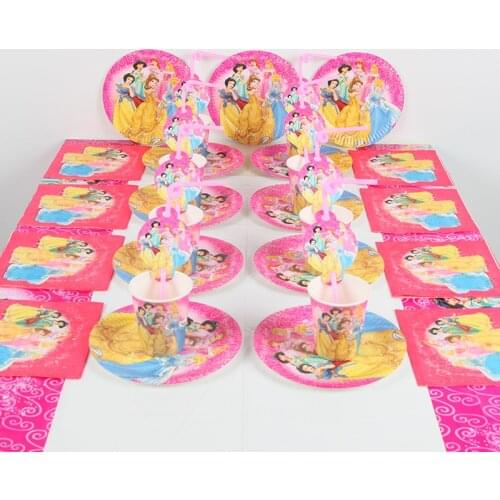 81pcs/lot Princess birthday Party princess 1st birthday girl favor Party Supplies Baby Birthday Party plate Cup party Tableware