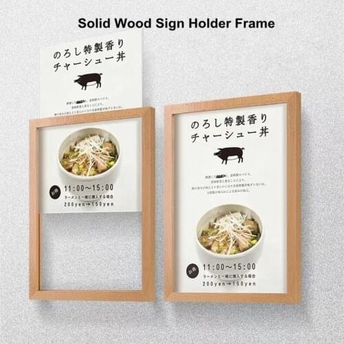 A4 Wood Wall Mount Literature Sign Holder Acrylic Menu Display Frame With Adhesive 11x8.5 Ad Poster Picture Certificate Frame