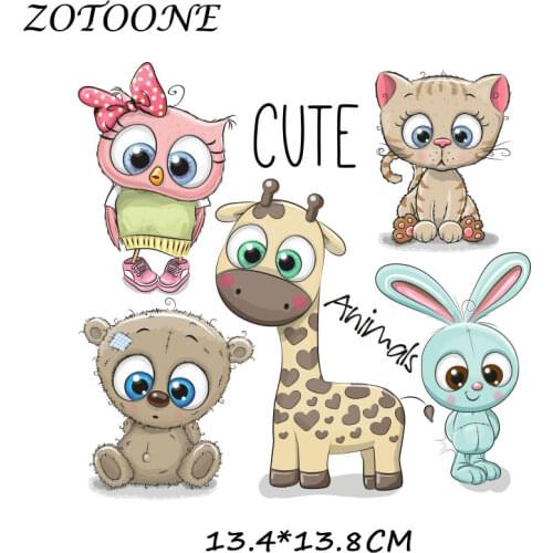 ZOTOONE Applique Patch Stripes for Clothes Stickers Cute Animal Combination Iron on Transfers Patches for Clothing Decoration E