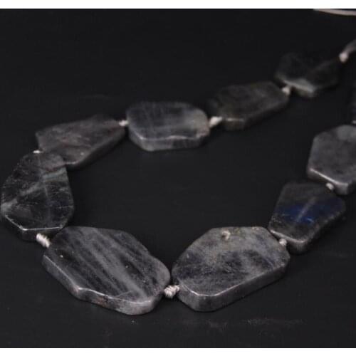 9-10PCS/strand Large Size Raw Labradorite Slab Slice Loose Beads,Natural Flash Stone Gems Nugget Pendant Jewelry Making Supplies