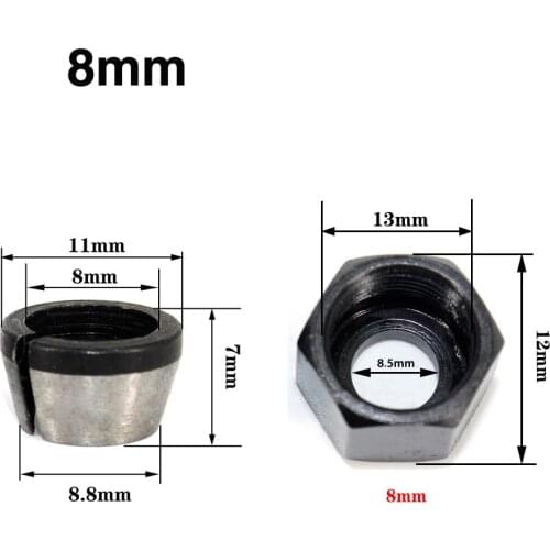 5Pcs/Set 6mm 6.35mm 8mm Collet Chuck Adapter Engraving Trimming Machine Chucks Trimmer Electric Router Bit Collets