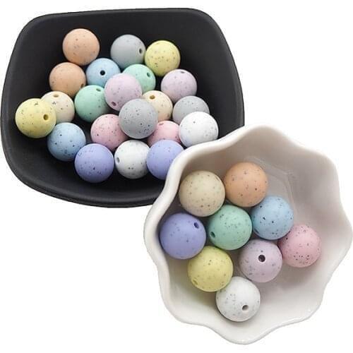 Chenkai 15mm 1000PCS Silicone Round Beads Baby Shower Toys Infant Baby Round Beads DIY Infant Pacifier Chain Necklace Making Toy