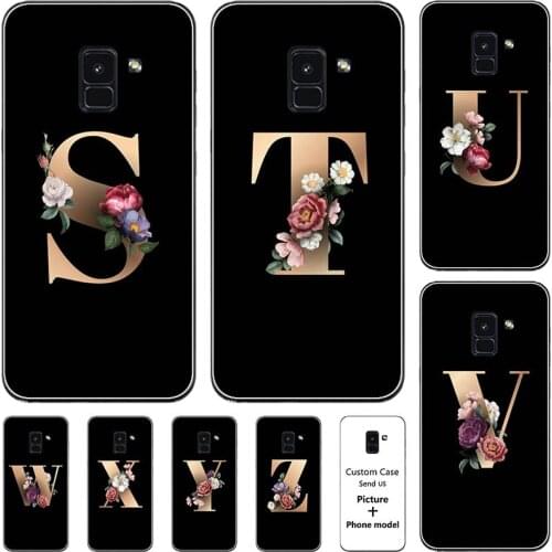 Flower 26 English Name Letters Custom Initial Case For Samsung Galaxy A8 Plus 2018 6.0" A 8 Soft Silicone Cover