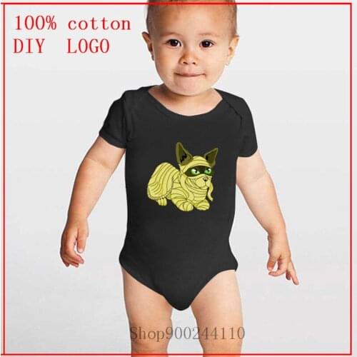 Egyptian Mummy Cat printing Baby Bodysuits solid color Summer Newborn Infant Baby Girls Boys Romper Outfits Jumpsuit hot sale