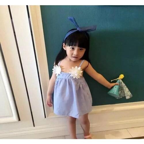 2020 Newborn Baby Girl Princess Pink Blue Flower Fashion Dress Kids Bebe Infantil Girls Hot Summer Dresses Clothes Child Outfit