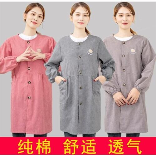 Household kitchen apron long-sleeved pure cotton female Korean version fashion is wearing overalls full-body jacket overalls